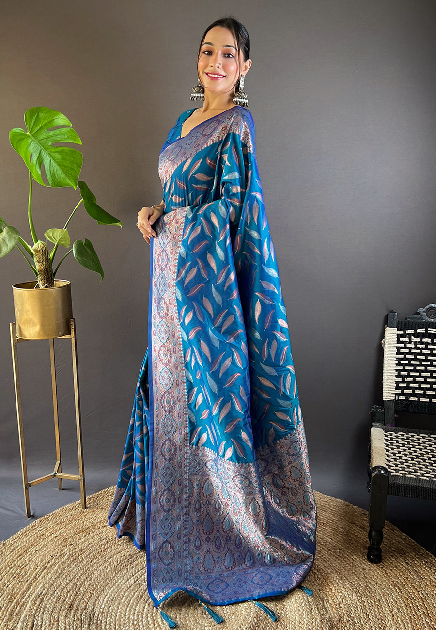 Elegant Soft-Silk Saree with Woven Jari Design | Perfect for Weddings & Festivals