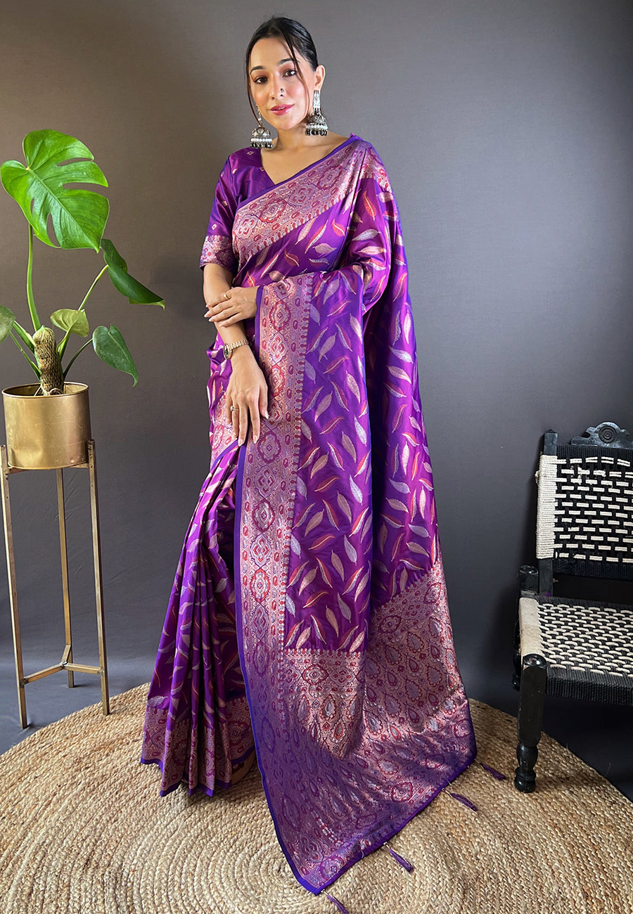 Elegant Soft-Silk Saree with Woven Jari Design | Perfect for Weddings & Festivals