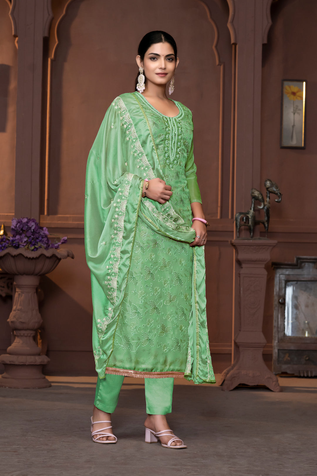 Viscose Organza Salwar Kameez with Intricate Embroidery and Designer Dupatta | Perfect for Festive Occasions