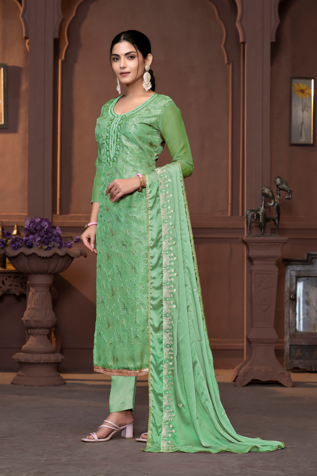 Viscose Organza Salwar Kameez with Intricate Embroidery and Designer Dupatta | Perfect for Festive Occasions