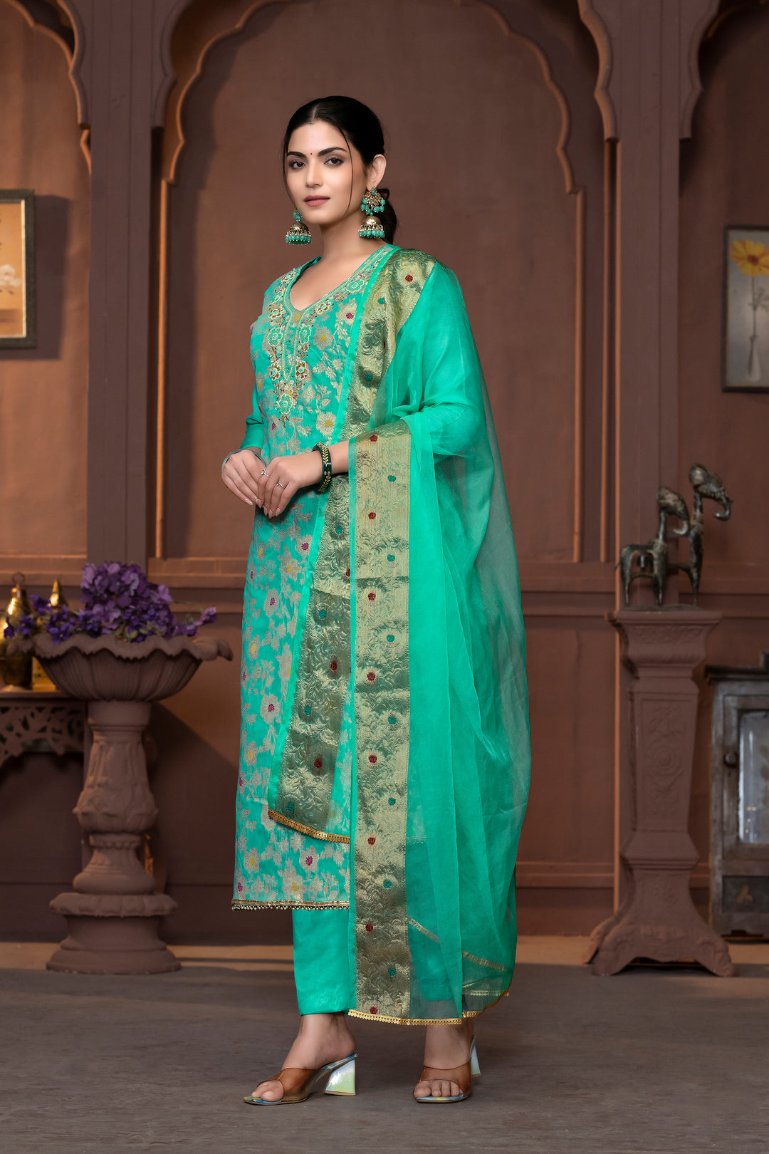 Elegant Muslin Cotton Salwar Kameez with Handwork | Wevon Designer Collection