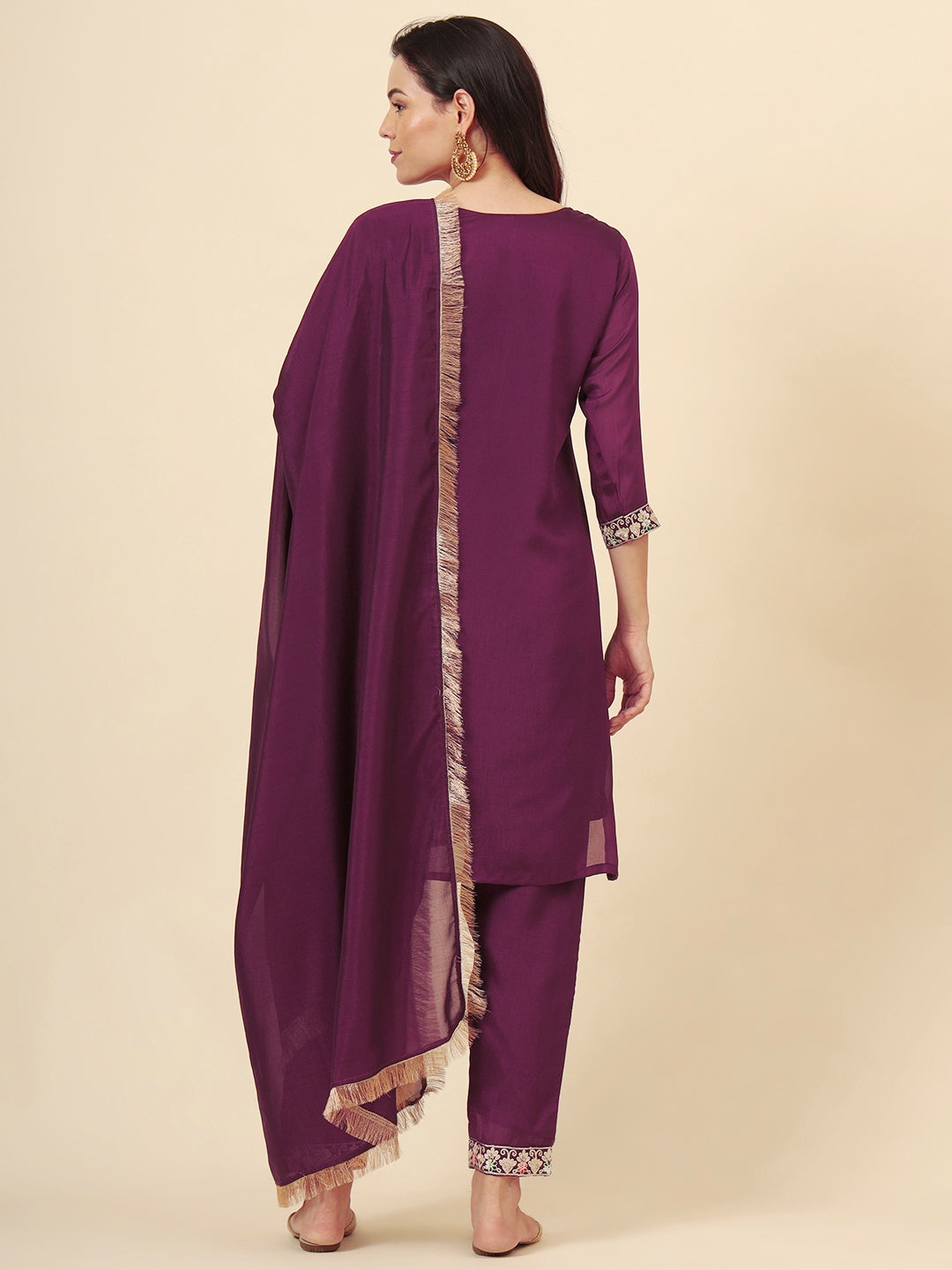 Elegant Vichitra Silk Salwar Kameez with Designer Embroidery Work | Perfect for Festive and Wedding Occasions!