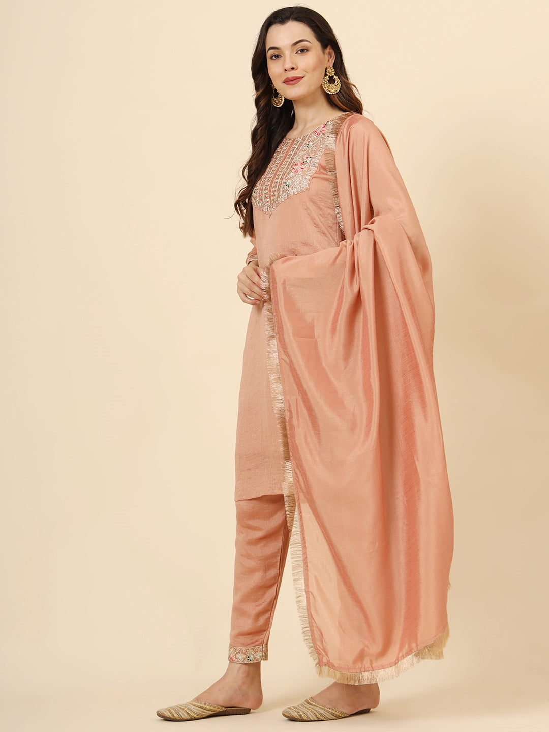 Elegant Vichitra Silk Salwar Kameez with Designer Embroidery Work | Perfect for Festive and Wedding Occasions!