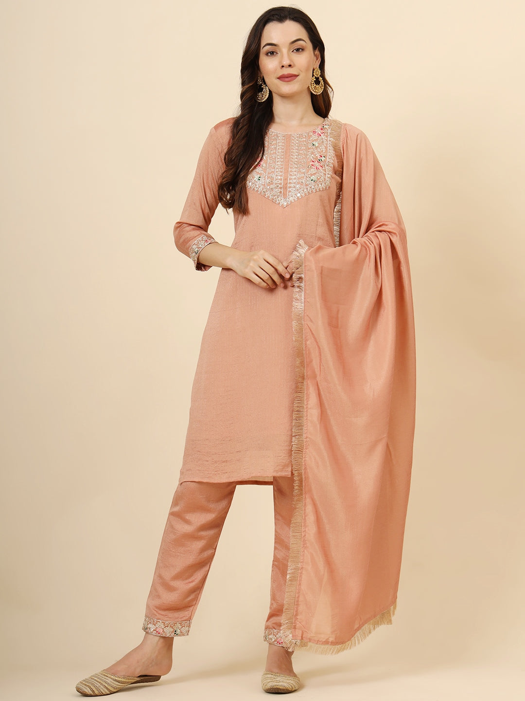 Elegant Vichitra Silk Salwar Kameez with Designer Embroidery Work | Perfect for Festive and Wedding Occasions!