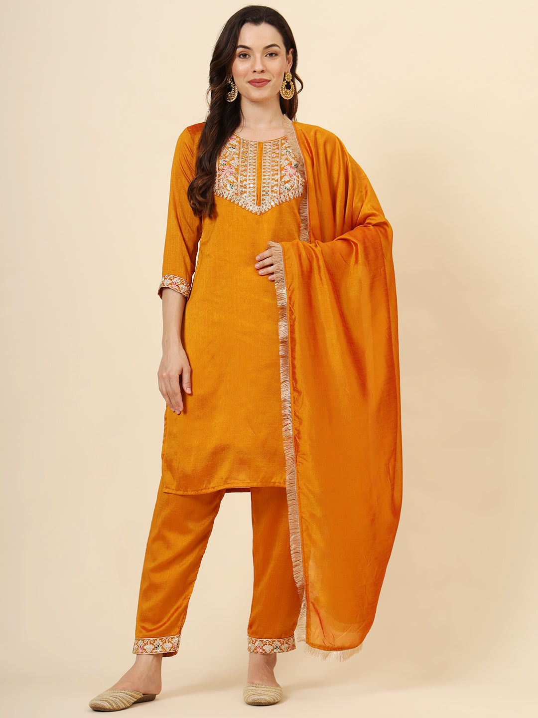 Elegant Vichitra Silk Salwar Kameez with Designer Embroidery Work | Perfect for Festive and Wedding Occasions!