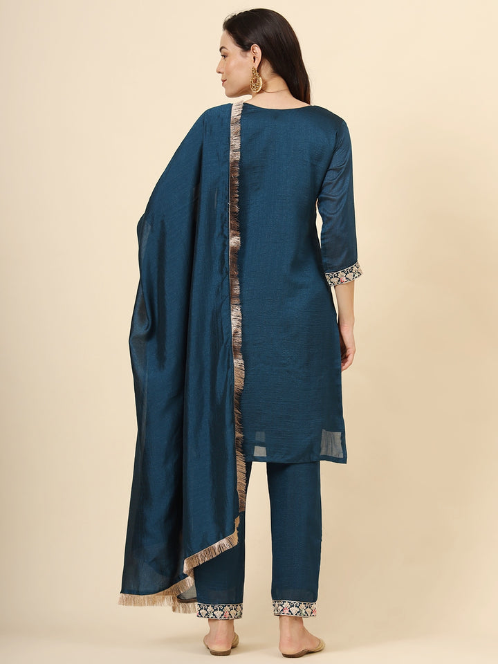 Elegant Vichitra Silk Salwar Kameez with Designer Embroidery Work | Perfect for Festive and Wedding Occasions!