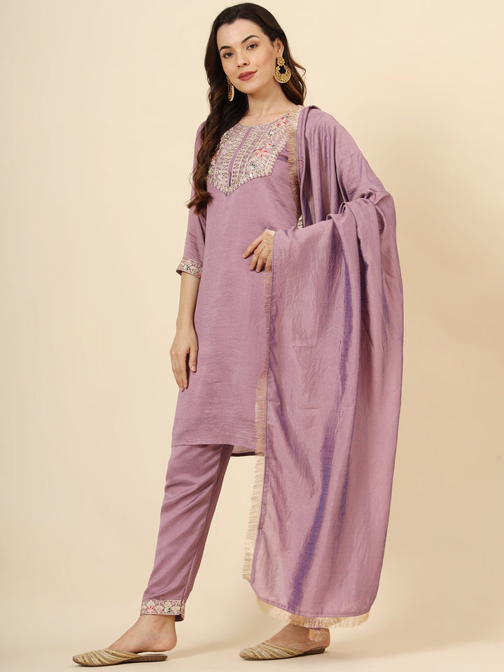 Elegant Vichitra Silk Salwar Kameez with Designer Embroidery Work | Perfect for Festive and Wedding Occasions!