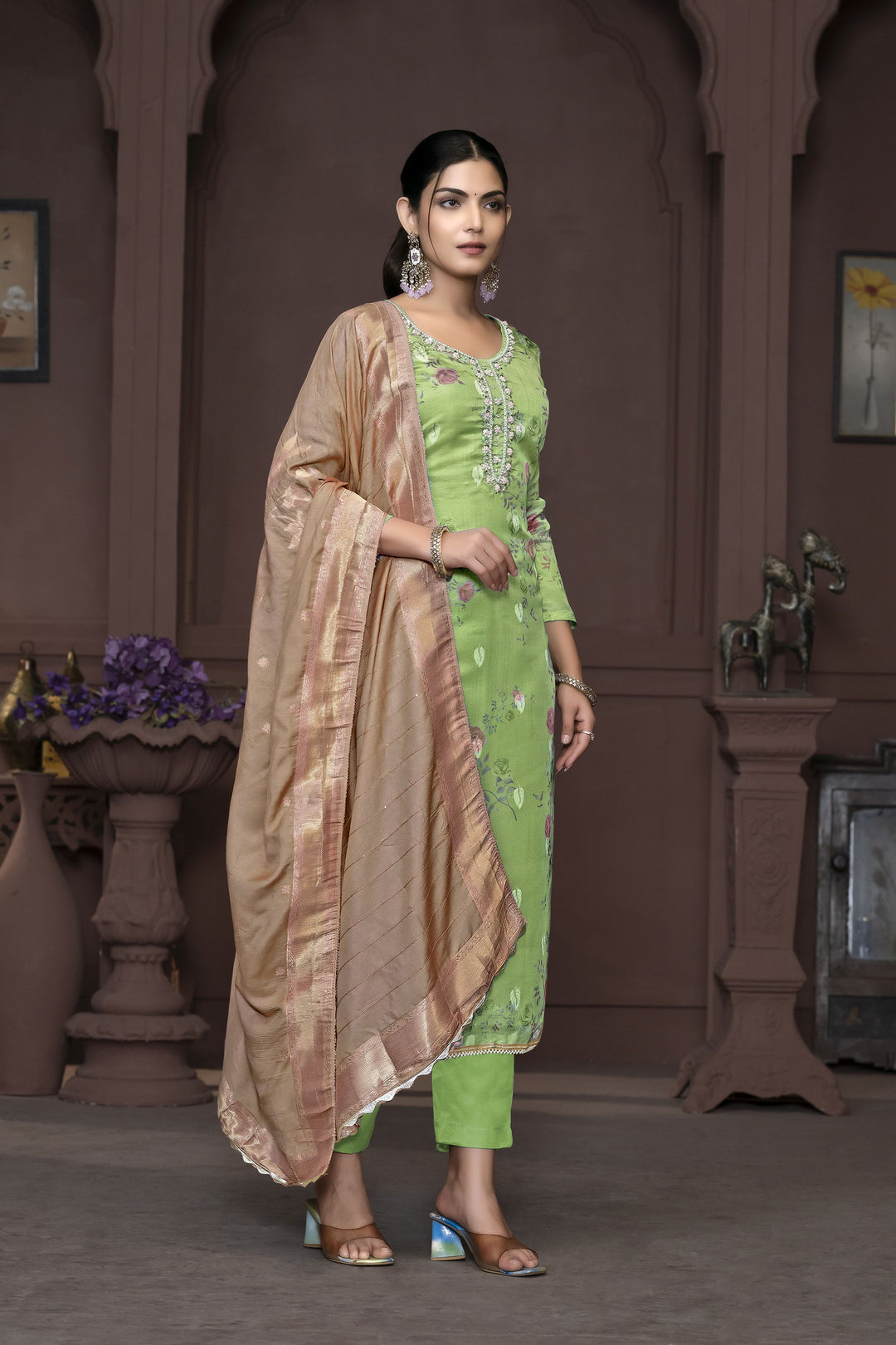 Elegant Pink Banarasi Organza Salwar Kameez with Intricate Embroidery | Perfect Ethnic Wear for Special Occasions