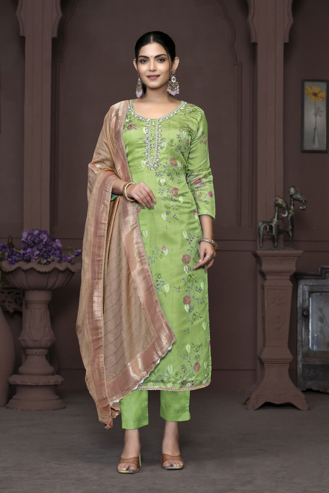 Elegant Pink Banarasi Organza Salwar Kameez with Intricate Embroidery | Perfect Ethnic Wear for Special Occasions