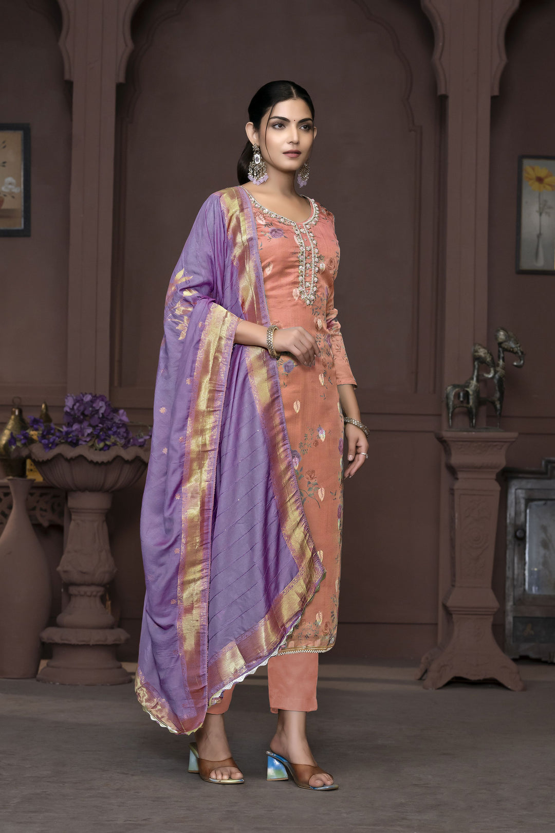 Elegant Pink Banarasi Organza Salwar Kameez with Intricate Embroidery | Perfect Ethnic Wear for Special Occasions