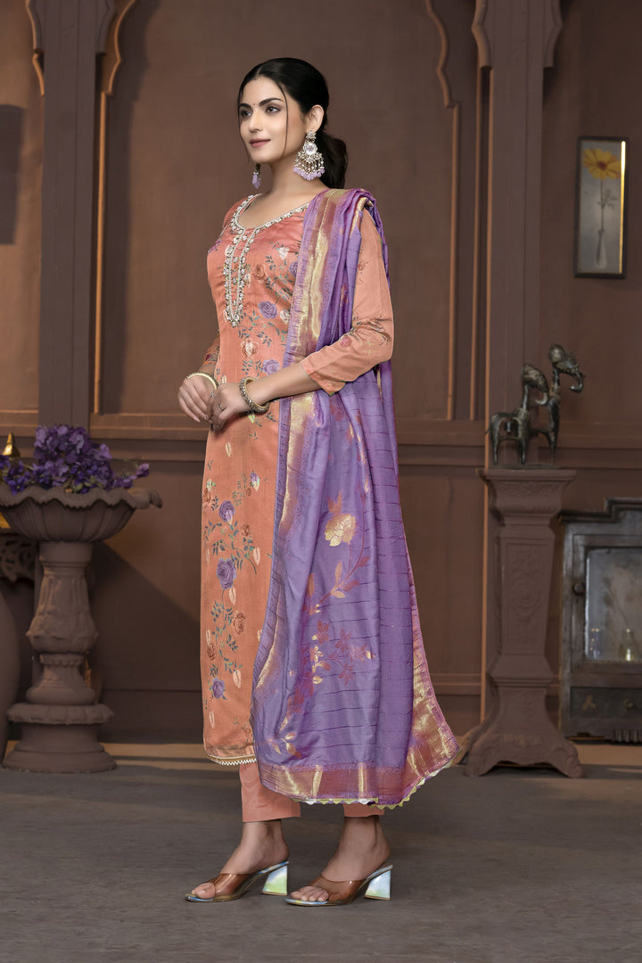 Elegant Pink Banarasi Organza Salwar Kameez with Intricate Embroidery | Perfect Ethnic Wear for Special Occasions