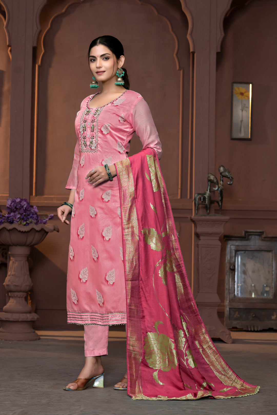 Elegant Dull Santoon Salwar Kameez with Exquisite Embroidery Design