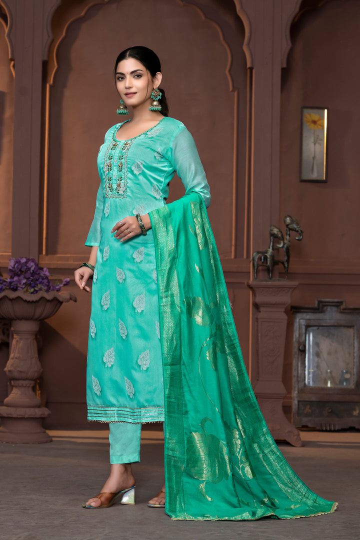 Elegant Dull Santoon Salwar Kameez with Exquisite Embroidery Design