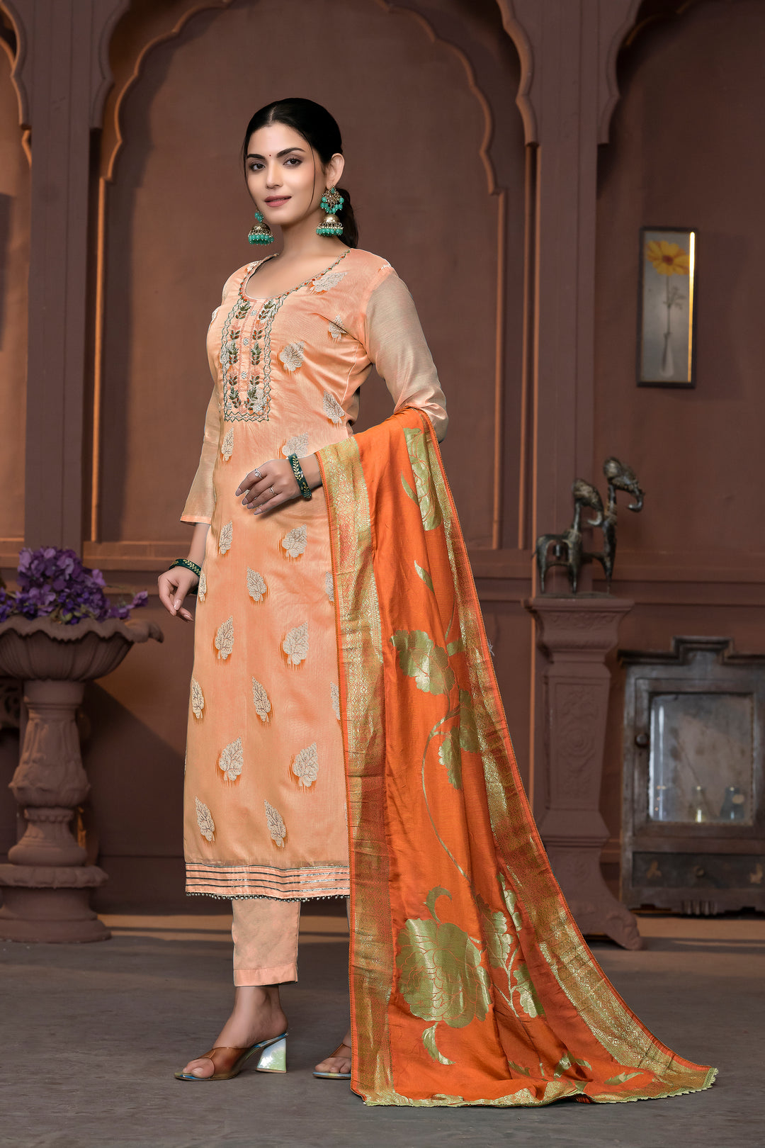 Elegant Dull Santoon Salwar Kameez with Exquisite Embroidery Design