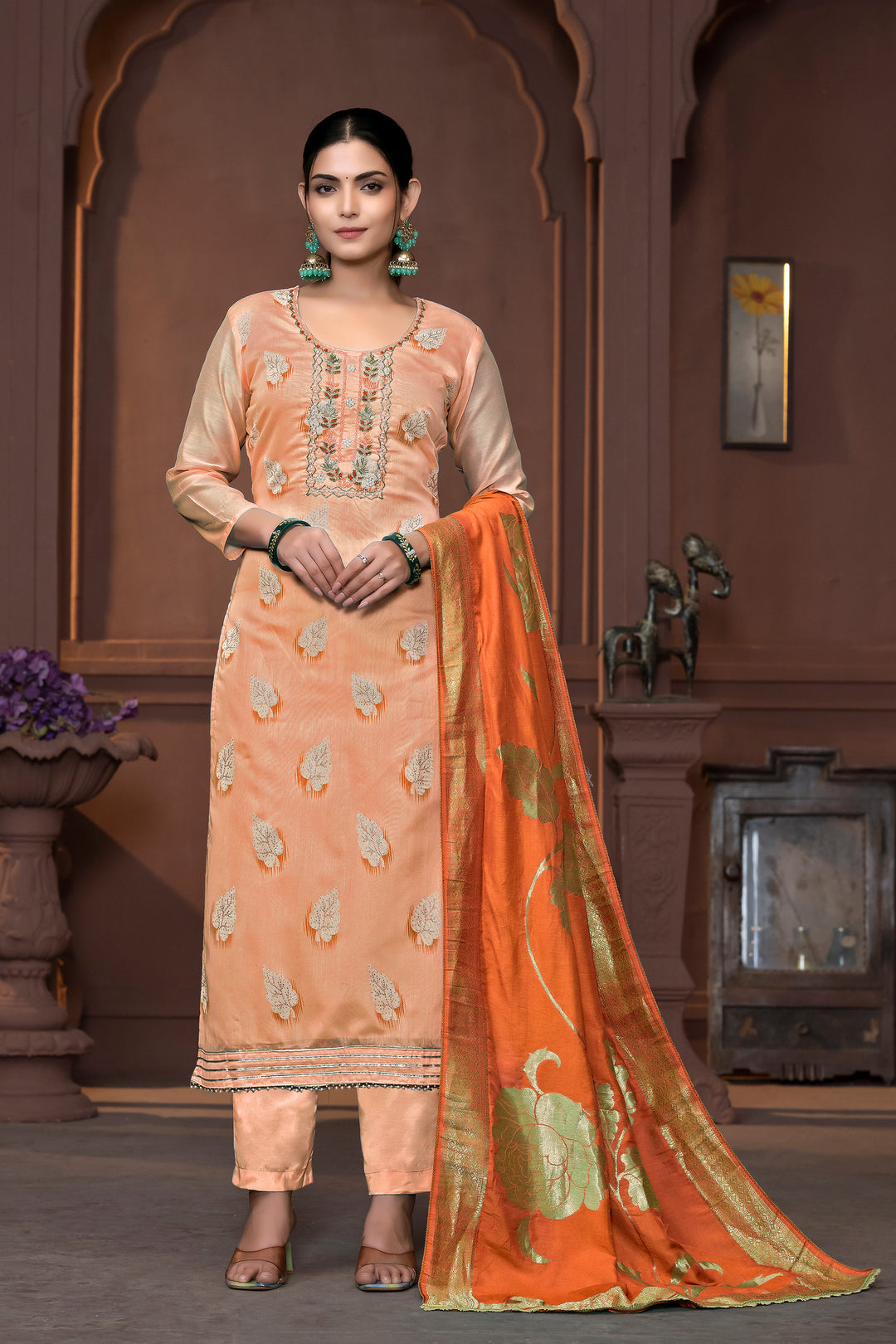 Elegant Dull Santoon Salwar Kameez with Exquisite Embroidery Design