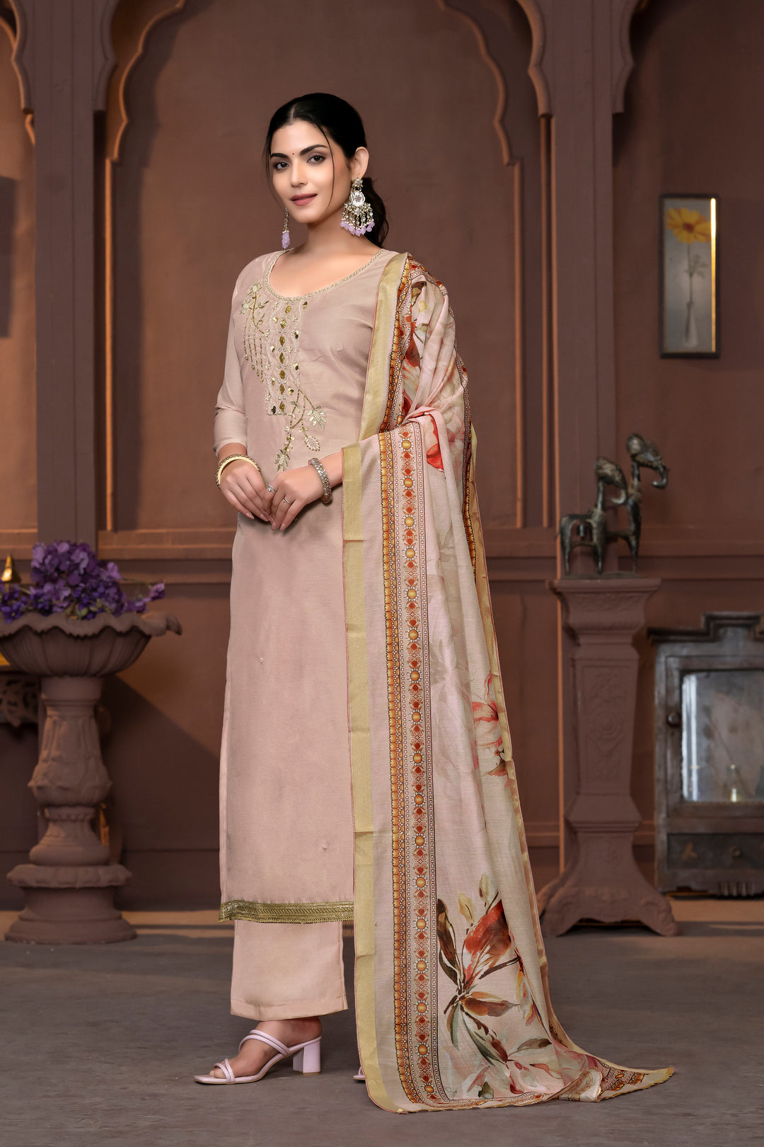 Elegant Dull Santoon Salwar Kameez with Embroidered Detailing | Perfect Ethnic Attire for Weddings & Festive Celebrations