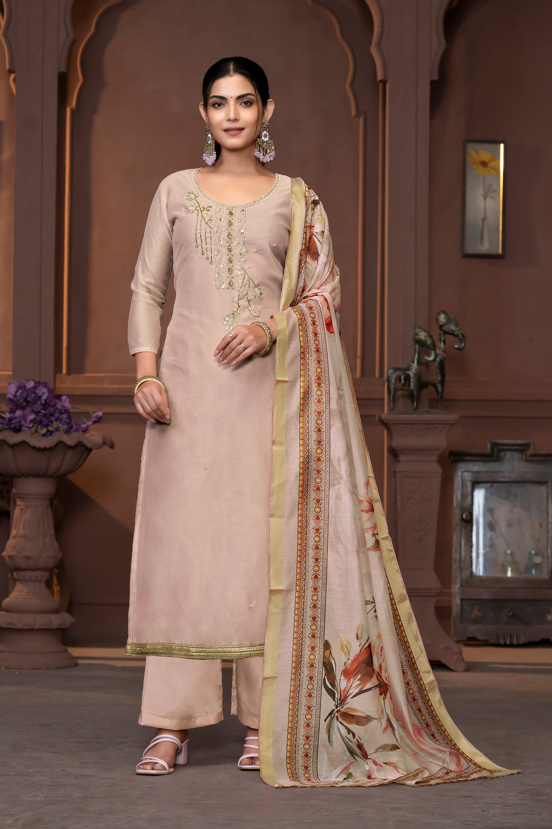 Elegant Dull Santoon Salwar Kameez with Embroidered Detailing | Perfect Ethnic Attire for Weddings & Festive Celebrations