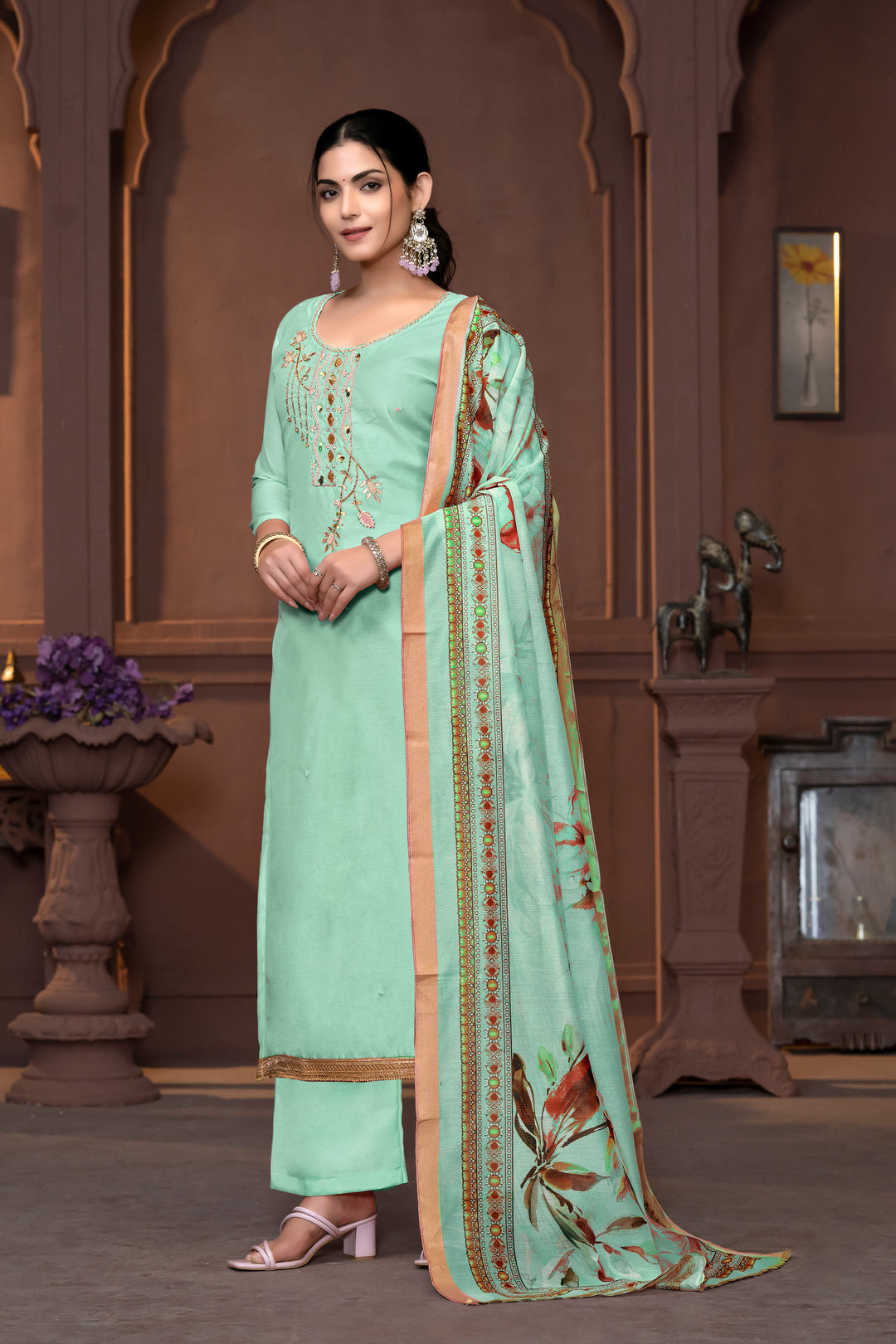 Elegant Dull Santoon Salwar Kameez with Embroidered Detailing | Perfect Ethnic Attire for Weddings & Festive Celebrations