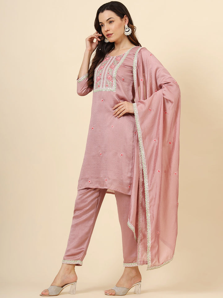 Vichitra Silk Designer Embroidered Salwar Kameez | Elegant Ethnic Wear