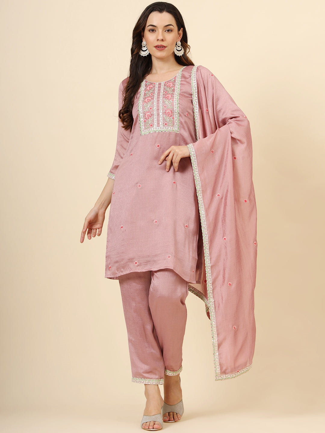 Vichitra Silk Designer Embroidered Salwar Kameez | Elegant Ethnic Wear