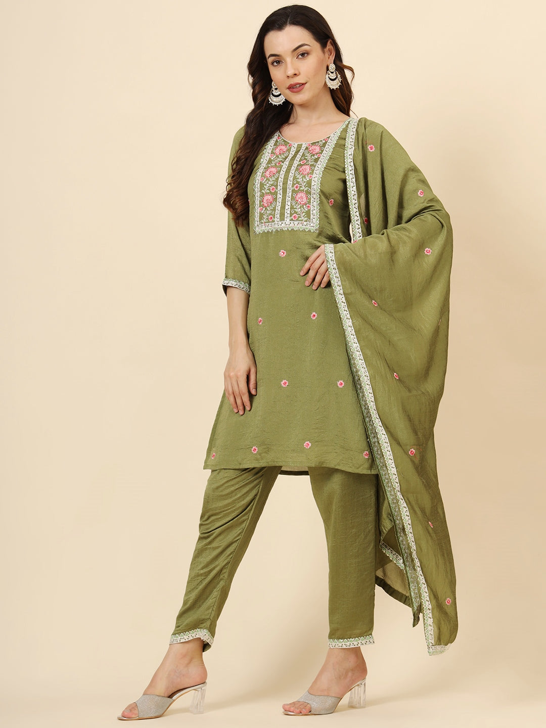 Vichitra Silk Designer Embroidered Salwar Kameez | Elegant Ethnic Wear