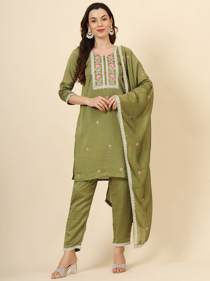 Vichitra Silk Designer Embroidered Salwar Kameez | Elegant Ethnic Wear