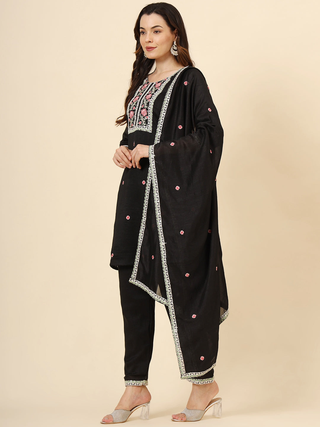 Vichitra Silk Designer Embroidered Salwar Kameez | Elegant Ethnic Wear