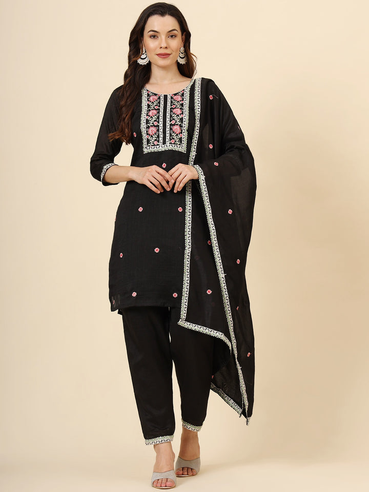 Vichitra Silk Designer Embroidered Salwar Kameez | Elegant Ethnic Wear