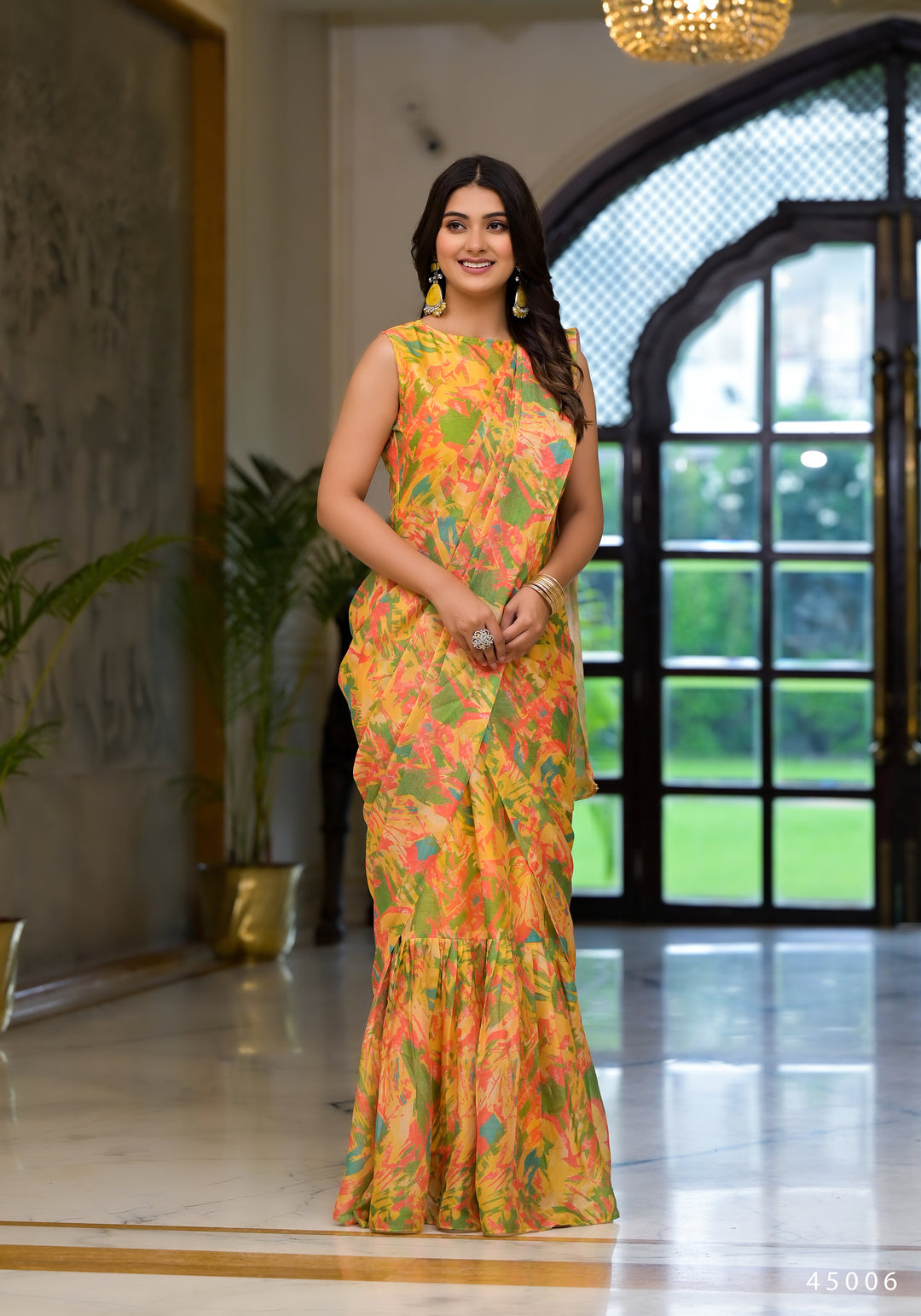 Designer-Printed Georgette Saree | Silk Top & Bottom | Special Event Wear