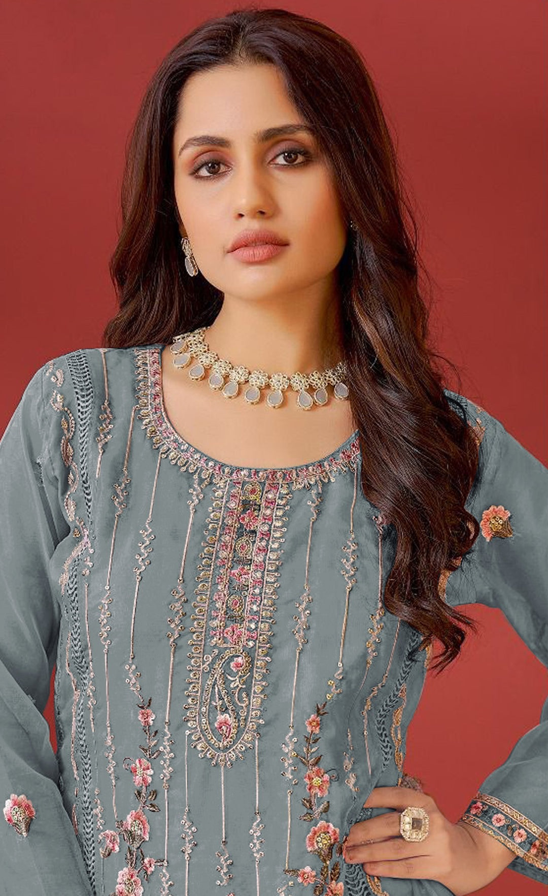 Graceful Georgette Embroidered Designer Salwar Kameez | Perfect Festive & Party Wear