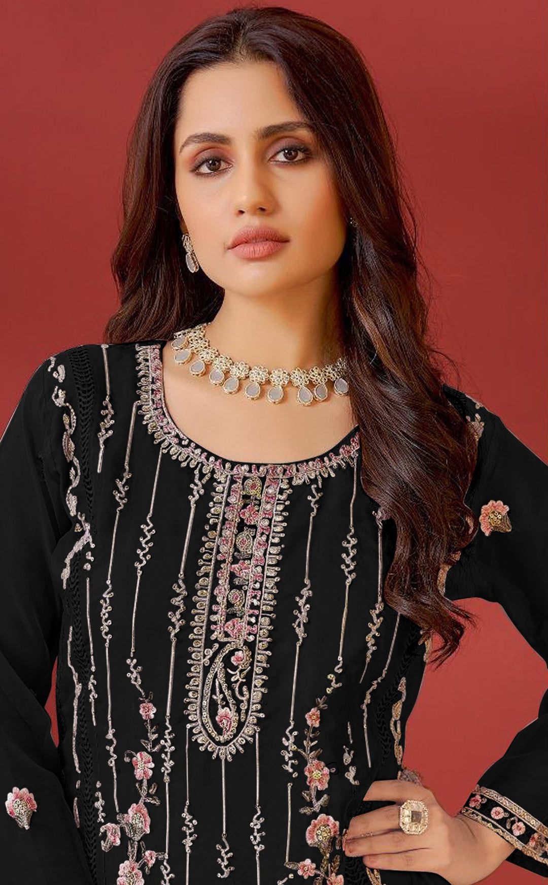 Graceful Georgette Embroidered Designer Salwar Kameez | Perfect Festive & Party Wear