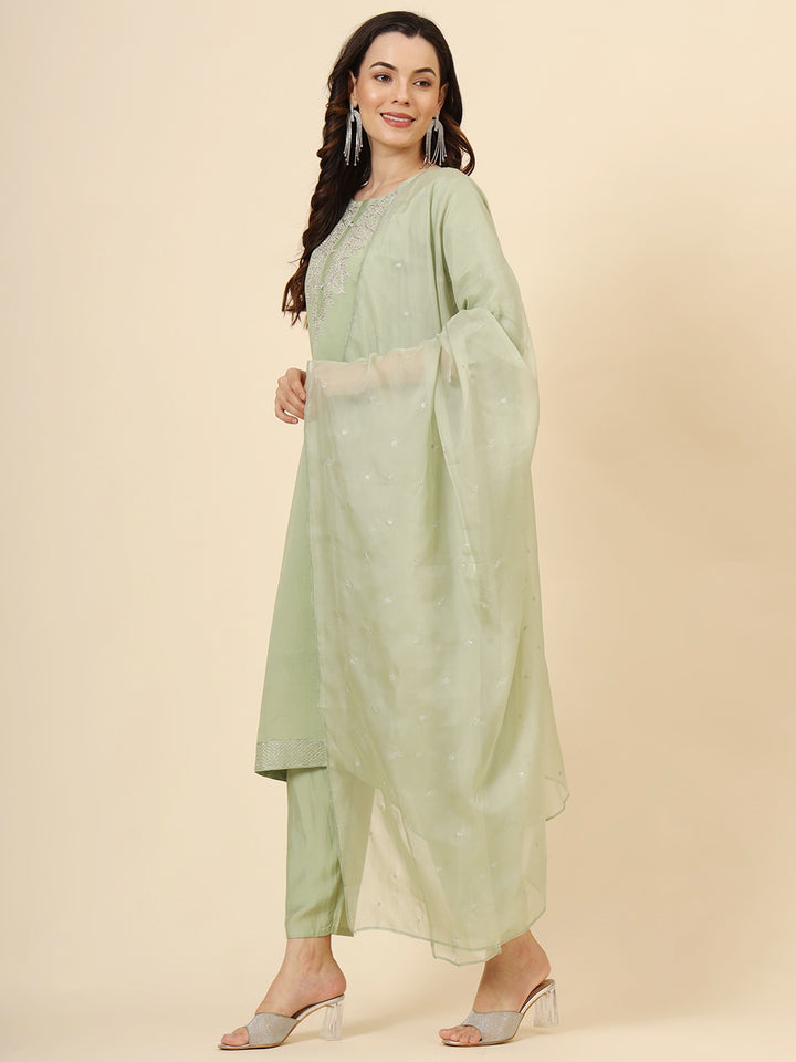 Designer Muslin Silk Blend Salwar Kameez with Elegant Embroidery Work | Perfect Ethnic Wear for Women