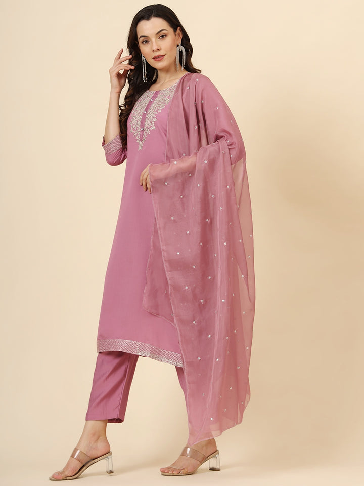 Designer Muslin Silk Blend Salwar Kameez with Elegant Embroidery Work | Perfect Ethnic Wear for Women