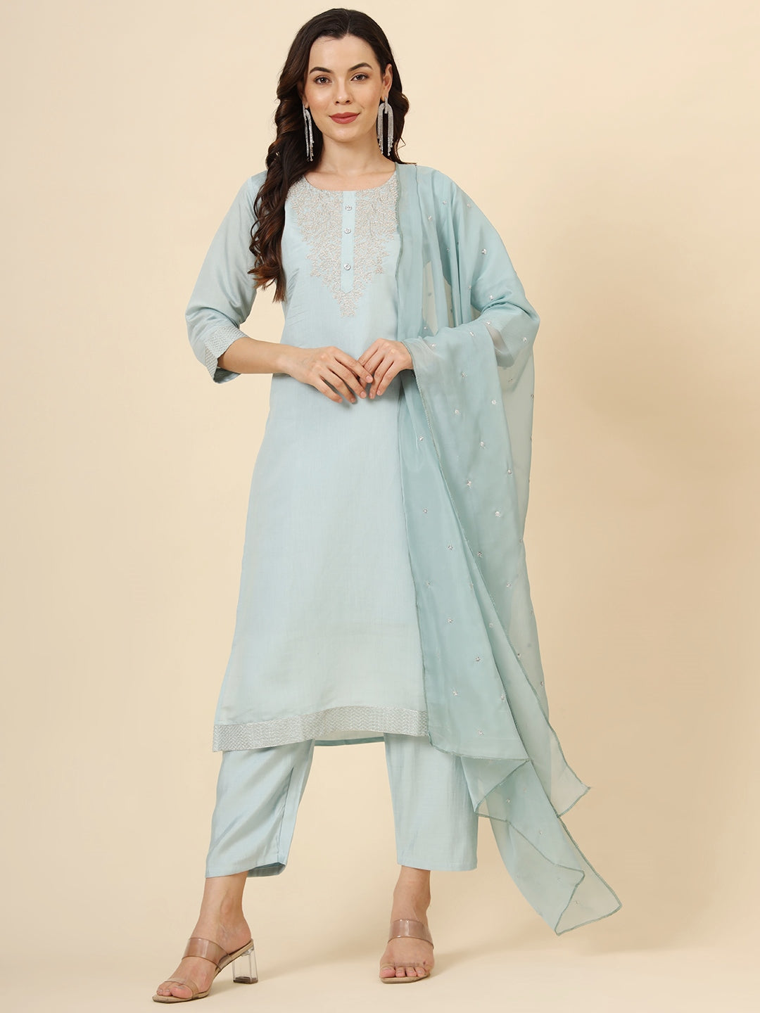 Designer Muslin Silk Blend Salwar Kameez with Elegant Embroidery Work | Perfect Ethnic Wear for Women