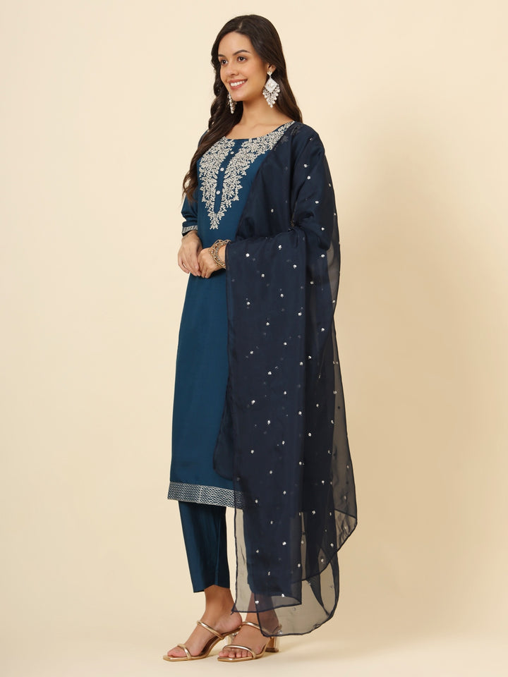 Designer Muslin Silk Blend Salwar Kameez with Elegant Embroidery Work | Perfect Ethnic Wear for Women