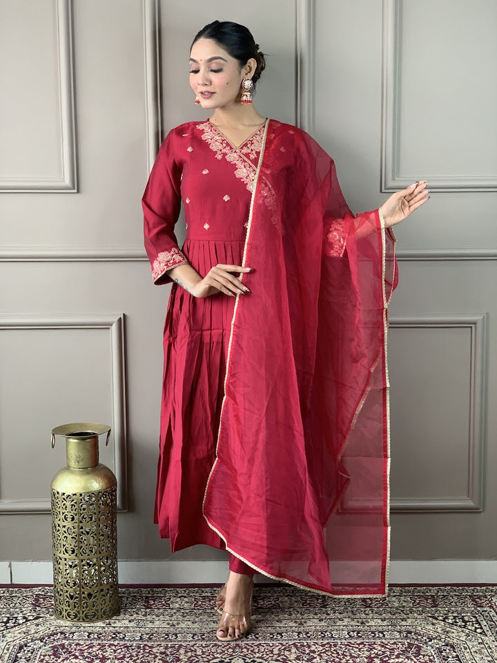 Designer Viscose Chanderi Salwar Kameez with Intricate Embroidery | Stylish Ethnic Outfit for Women