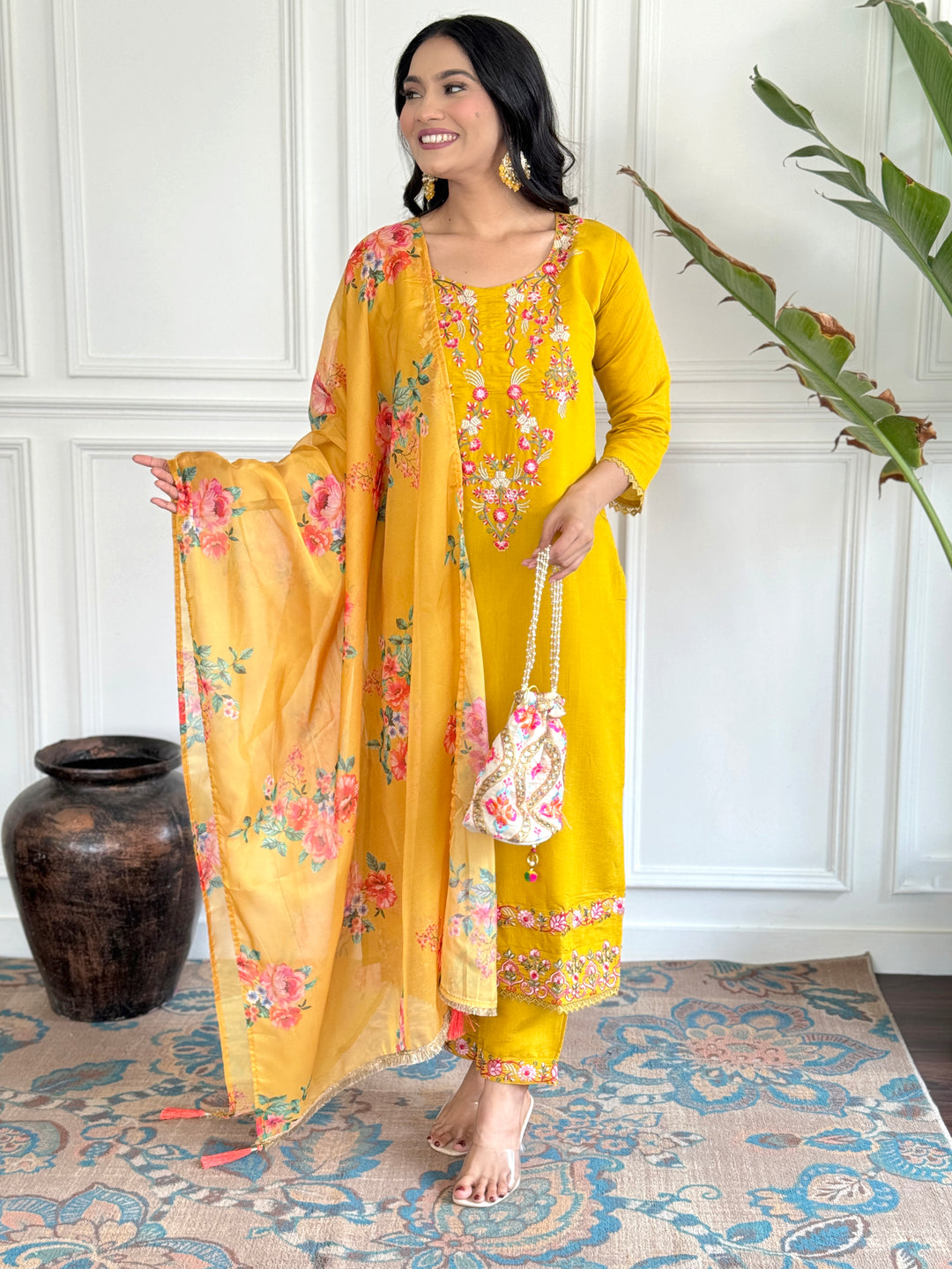 Graceful Viscose Chanderi Salwar Kameez with Embroidery | Premium Ethnic Wear for Women