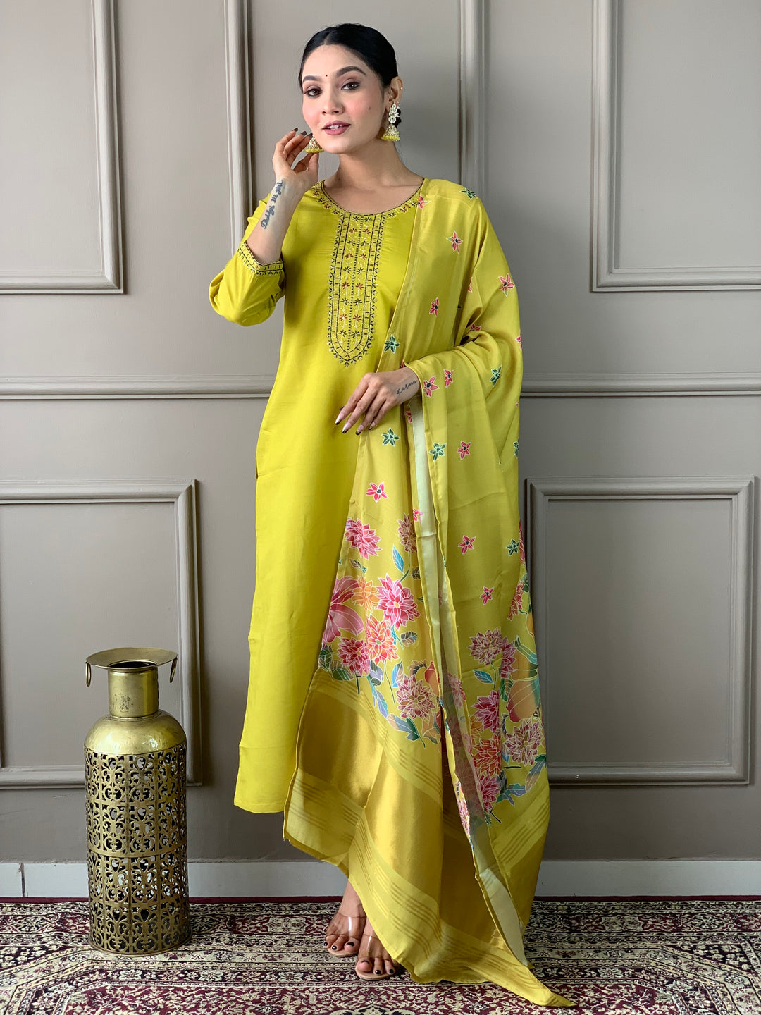 Designer Viscose Chanderi Salwar Kameez with Intricate Embroidery Work | Elegant Ethnic Wear for Women