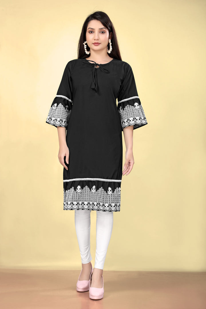 Geometric Print Cotton Kurti | Thread Embroidery | Women’s Indian Ethnic Wear