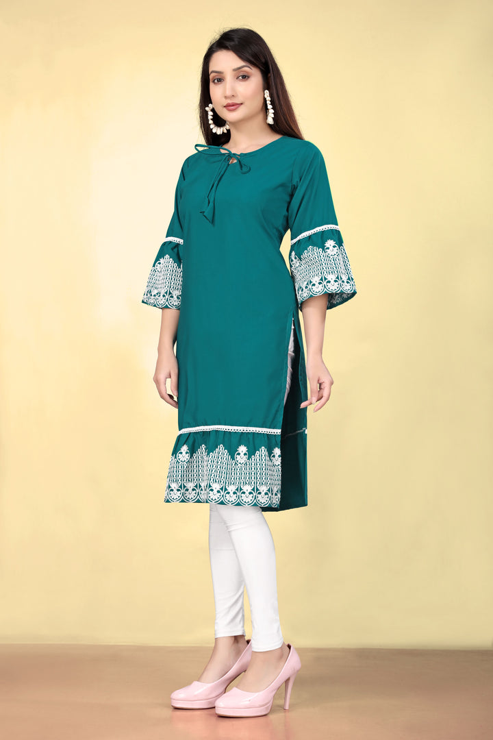 Geometric Print Cotton Kurti | Thread Embroidery | Women’s Indian Ethnic Wear