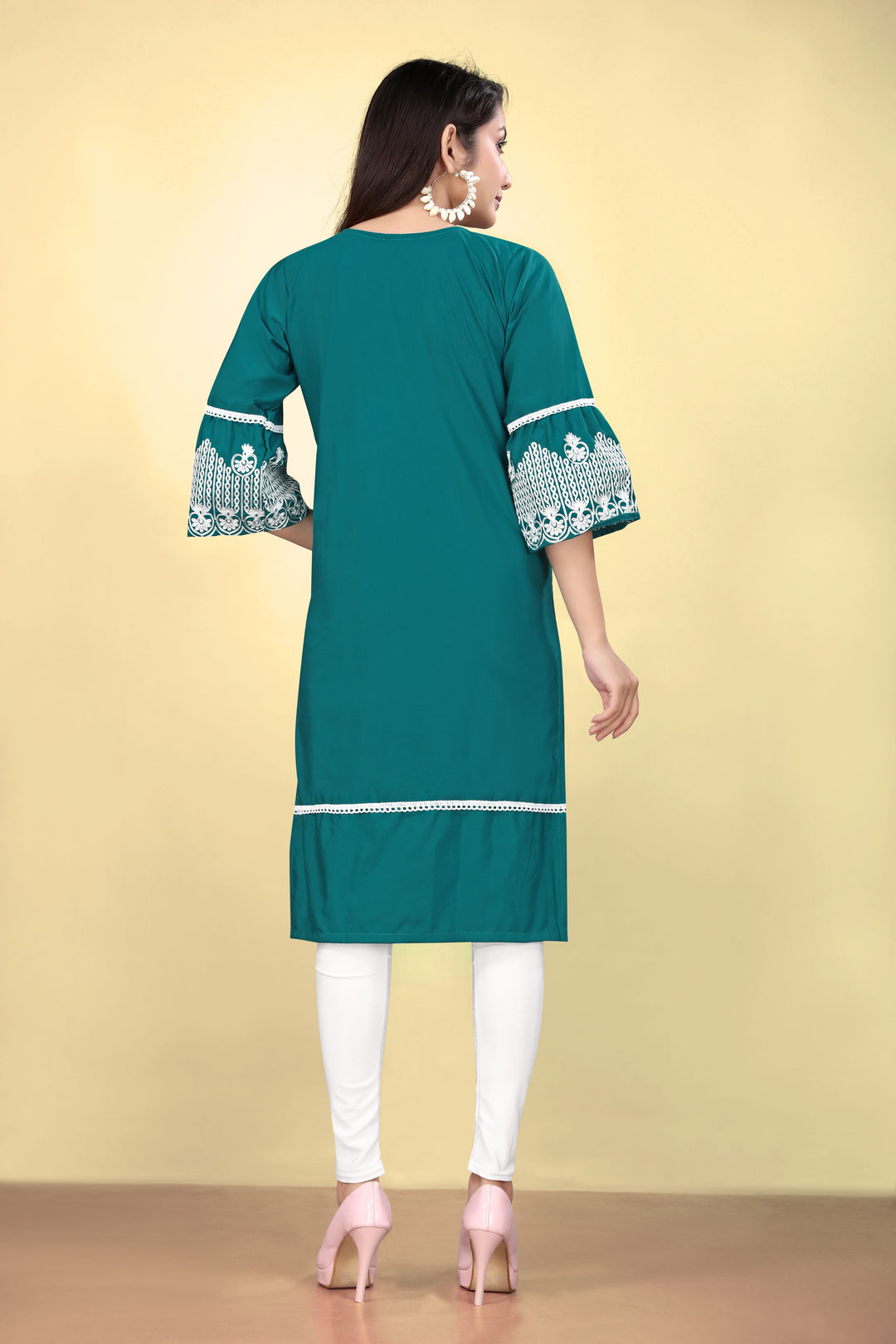 Geometric Print Cotton Kurti | Thread Embroidery | Women’s Indian Ethnic Wear