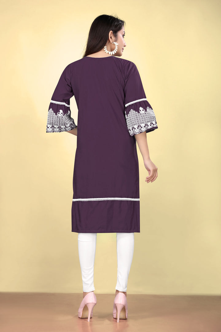 Geometric Print Cotton Kurti | Thread Embroidery | Women’s Indian Ethnic Wear