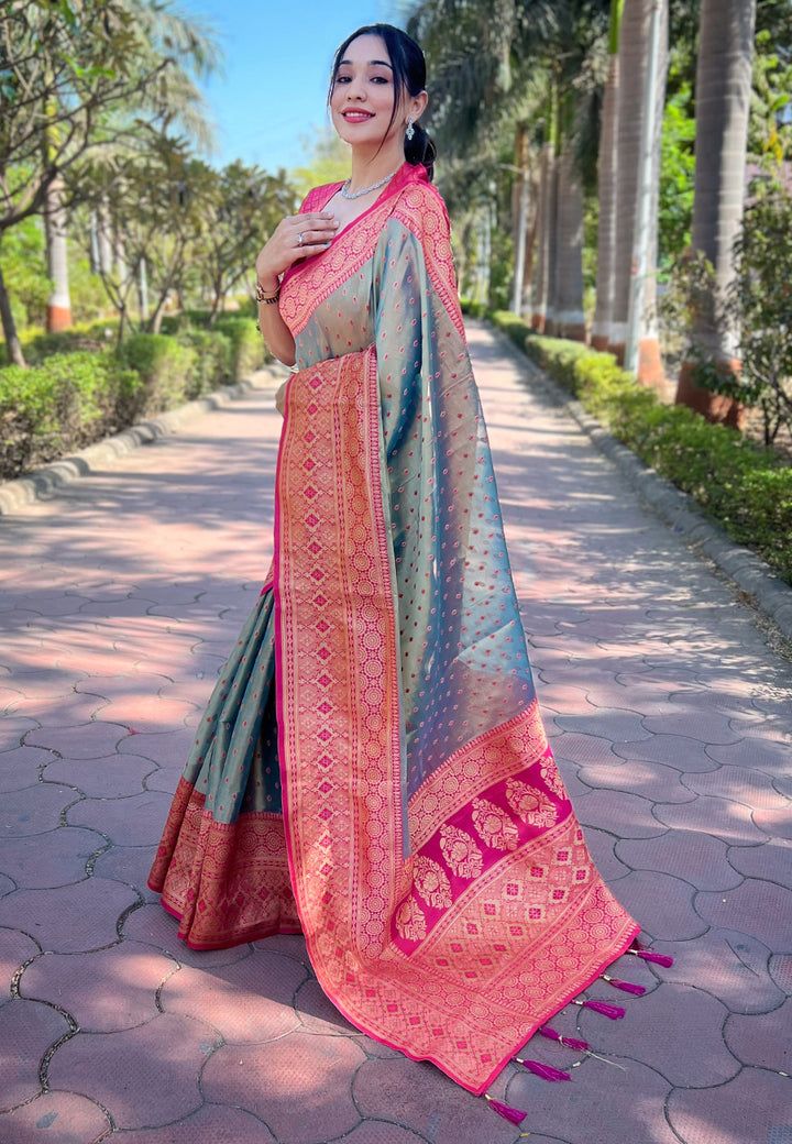 Tissue-Silk Saree | Designer Weaving-Jari | Perfect for Weddings & Festive Events