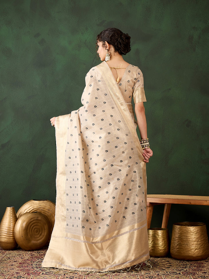 Breathtaking Khadi Organza Saree with | A Graceful Addition to Your Wardrobe