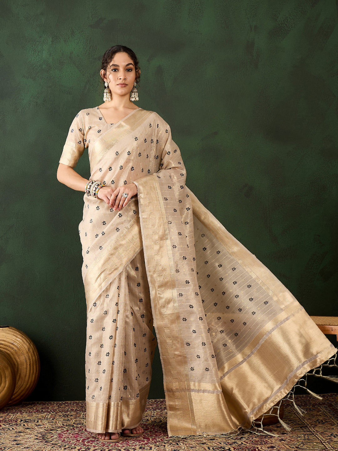 Breathtaking Khadi Organza Saree with | A Graceful Addition to Your Wardrobe