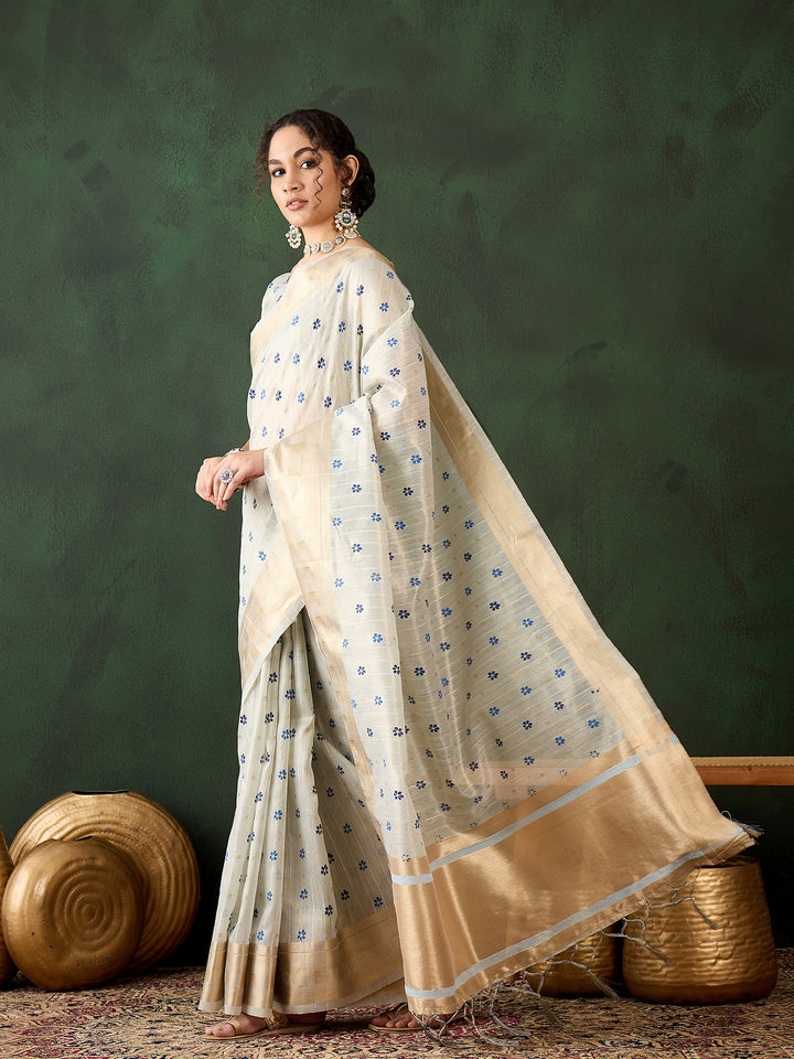 Breathtaking Khadi Organza Saree with | A Graceful Addition to Your Wardrobe