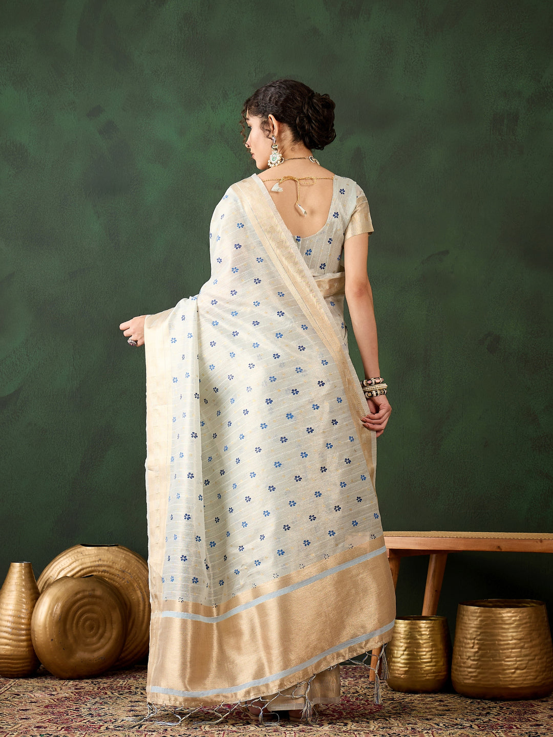 Breathtaking Khadi Organza Saree with | A Graceful Addition to Your Wardrobe