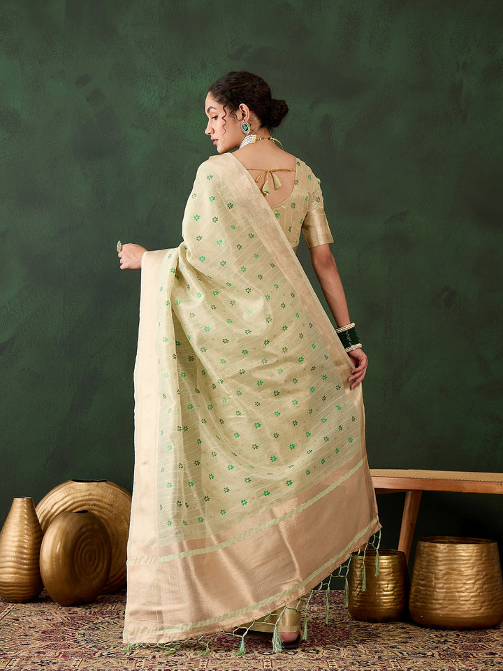 Breathtaking Khadi Organza Saree with | A Graceful Addition to Your Wardrobe