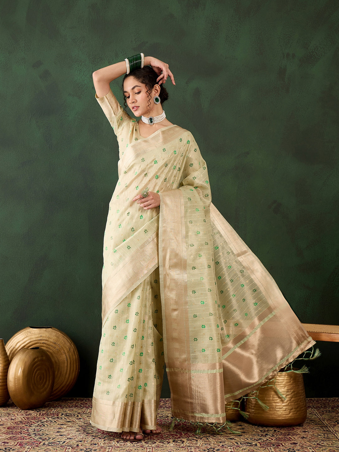 Breathtaking Khadi Organza Saree with | A Graceful Addition to Your Wardrobe