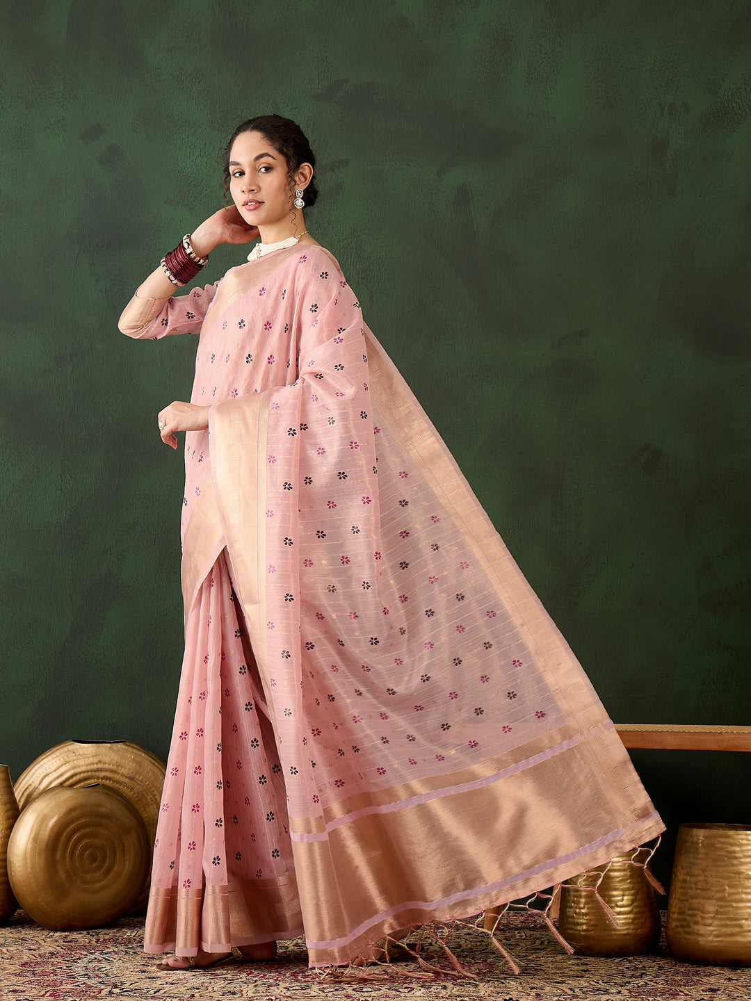 Breathtaking Khadi Organza Saree with | A Graceful Addition to Your Wardrobe